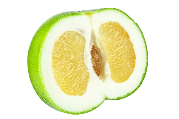 Half Citrus Sweetie Pomelit Oroblanco Geïsoleerd Witte Achtergrond Close Veld — Stockfoto