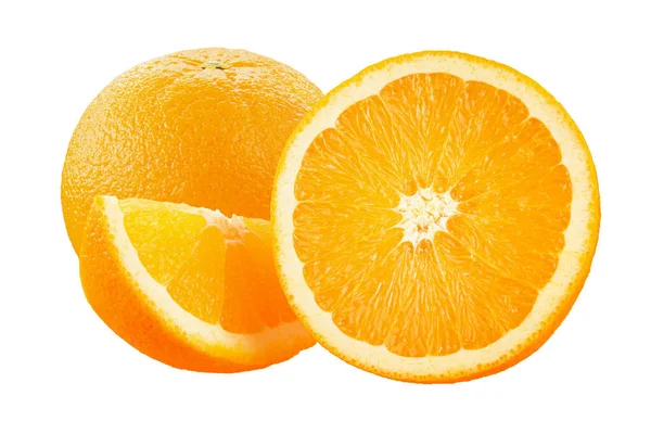 Orange Frukt Med Orange Skivor Vit Bakgrund Full Skärpedjup Filen — Stockfoto