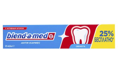 Ukrayna, Kyiv - 23 Ekim. 2020: Procter & Gamble tarafından yapılan bir medikal anticaries karışımı. Dosya kırpma yolu içeriyor.
