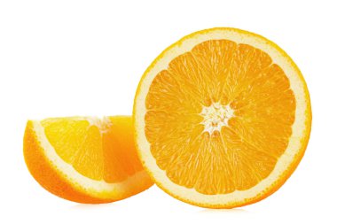 Orange fruit with orange slices isolated on white background. File contains clipping path. clipart