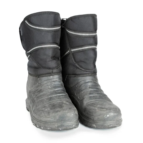 Dirty Insulated Old Boots White Background Hiking Boots — Stock Photo, Image