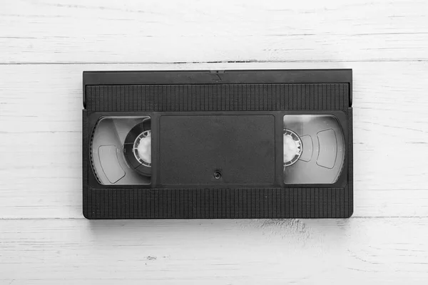 Ruban Vhs Des Années Sur Fond Bois Blanc Rétro Média — Photo