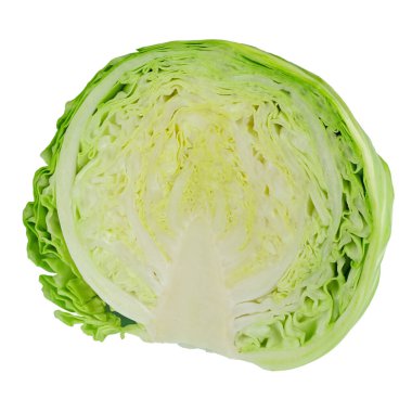 Sebze lahanası izole edilmiş beyaz arka plan. Beslenme ürünü. Düşük kalorili yiyecekler. Sağlıklı yiyecekler. Dosya kırpma yolu içeriyor.