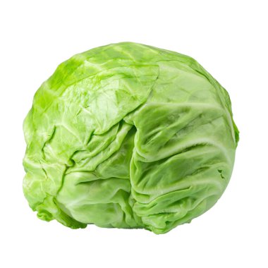 Sebze lahanası izole edilmiş beyaz arka plan. Beslenme ürünü. Düşük kalorili yiyecekler. Sağlıklı yiyecekler. Dosya kırpma yolu içeriyor.