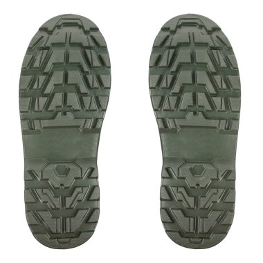 Lastik botların tabanı yeşil. Güçlü ayakkabı koruyucusu. Dosya kırpma yolu içeriyor.