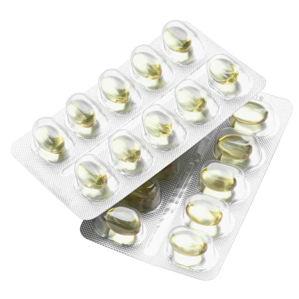 Tablets Blister White Background Layout Tablets Packaging Medicines Capsules Painkillers — Stock Photo, Image