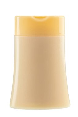 Beyaza izole edilmiş kozmetik şişesi. Kozmetik ürünü. Dosya kırpma yolu içeriyor.