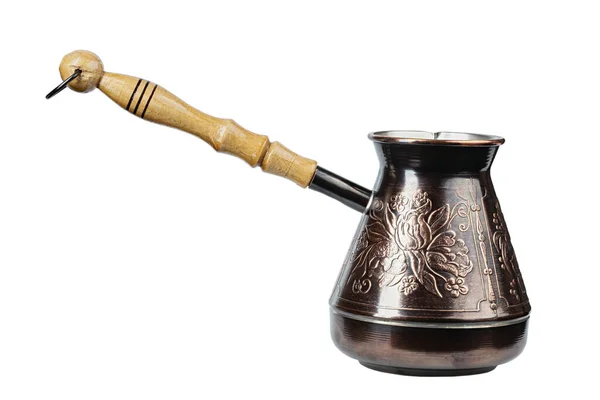 Gebrauchte Metall Türke Für Kaffee Alte Alte Türke Isoliert Auf — Stockfoto