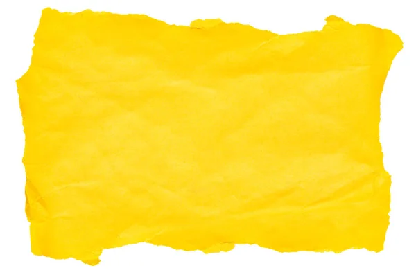 Torn Piece Yellow Paper White Background File Contains Clipping Path — Stock Photo, Image