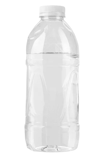 Bottiglia Incompleta Acqua Pura Isolata Fondo Bianco File Contiene Percorso — Foto Stock