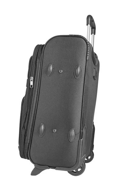 白い背景に隔離された黒のスーツケースを旅行 旅行のコンセプト ファイルにクリッピングパスが含まれています — ストック写真
