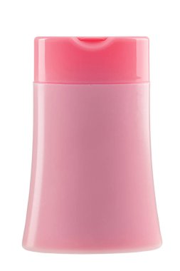 Beyaza izole edilmiş kozmetik şişesi. Kozmetik ürünü. Dosya kırpma yolu içeriyor.