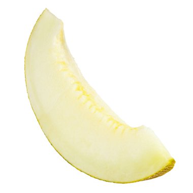 Beyaz arka planda izole edilmiş taze kavunun yakın görüntüsü. Dosya kırpma yolu içeriyor.