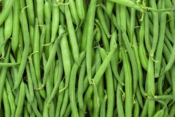 Close Groene Bonen Voedselmarkt Bovenaanzicht Gezond Eten Plantaardige Achtergrond — Stockfoto