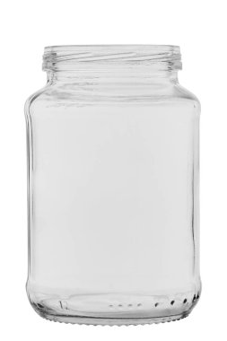 Boş şeffaf konserve kutusu beyaz arka planda izole edilmiş konserve ve muhafaza için kavanoz. Dosya kırpma yolu içeriyor.