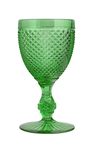 Beautiful Empty Green Wine Glass Champagne Shape Glass Reminiscent Old — Stock Photo, Image