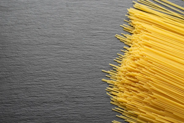 Yellow Long Spaghetti Black Background Food Background Concept Raw Spaghetti — 图库照片