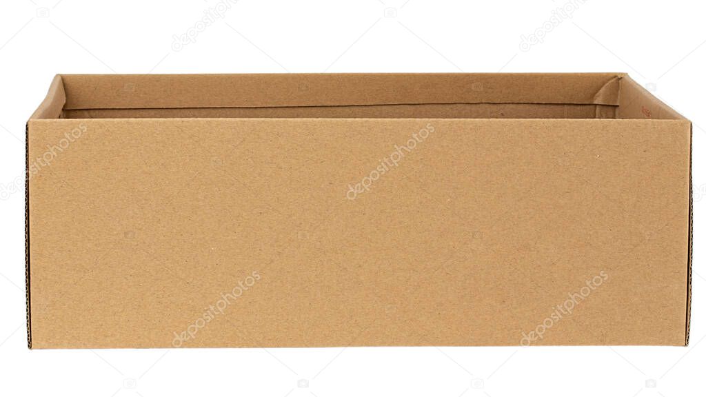 Open cardboard box on white background. Suitable for food, cosmetic or medical packaging. File contains clipping path.