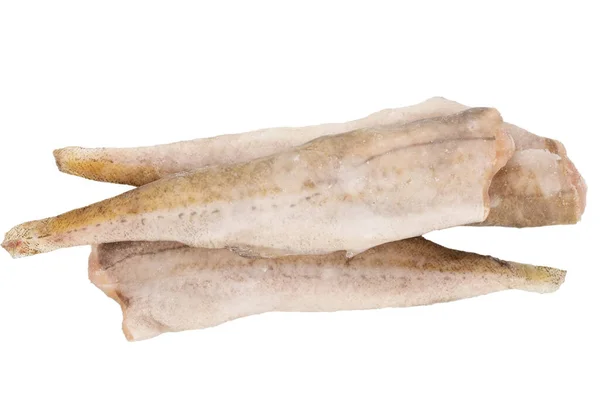 Färsk Fryst Kummel Eller Pollock Isolerad Vit Bakgrund Filen Innehåller — Stockfoto