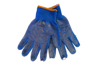 Beyaz bir arka plan üzerinde yırtık eldiven