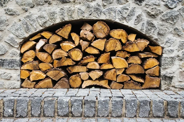 Fireplace with firewood — Stock Photo, Image