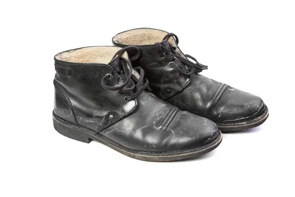 Zimní boty s solí, boční pohled — Stock fotografie
