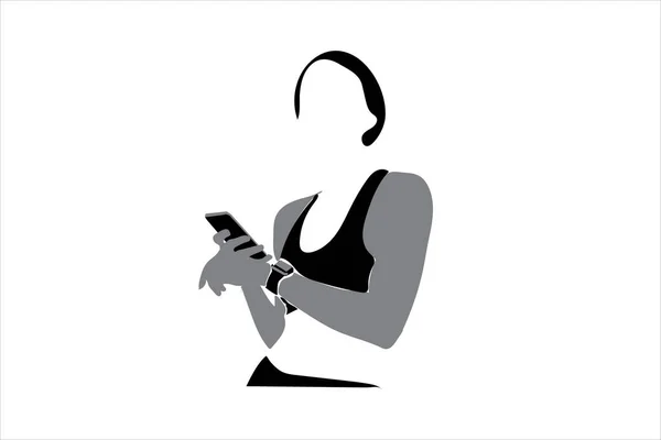 Woman Sportswear Holding Cellphone — Stock Vector