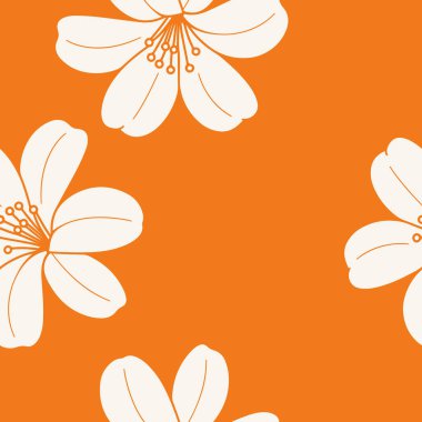Beyaz Çiçeklerle Kusursuz Turuncu Arkaplan