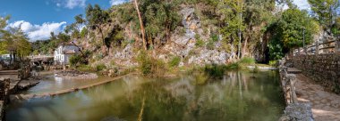 Genal river in Cartajima. Trekking route, scenic, around the villages of Parauta, Cartajima and Igualeja in Malaga, Spain clipart