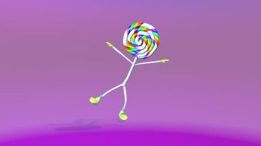 Renkli arka planda lolipop dansının kusursuz komik animasyonu.