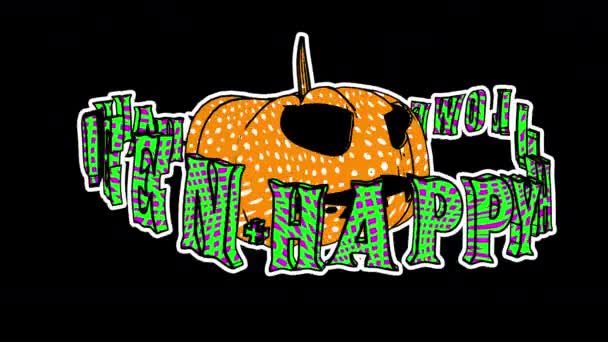 Seamless Stop Motion Animation Jack Olantern Pumpkin Halloween Text Cartoon — Stock Video