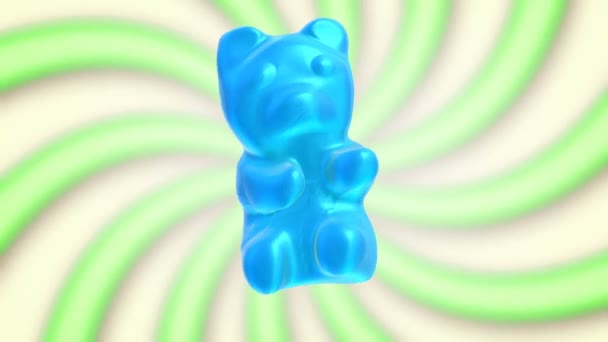 Безшовна Смішна Анімація Цукеркових Гумористичних Ведмедів Танцює Барвистим Фоном — стокове відео