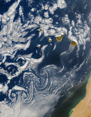 Kanarya Adalarının uydu görüntüsü. Bu görüntünün elementleri NASA tarafından desteklenmektedir
