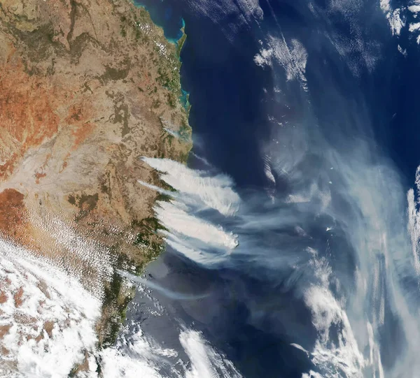 Vista Satelital Los Incendios Forestales Sur Este Australia Elementos Esta — Foto de Stock