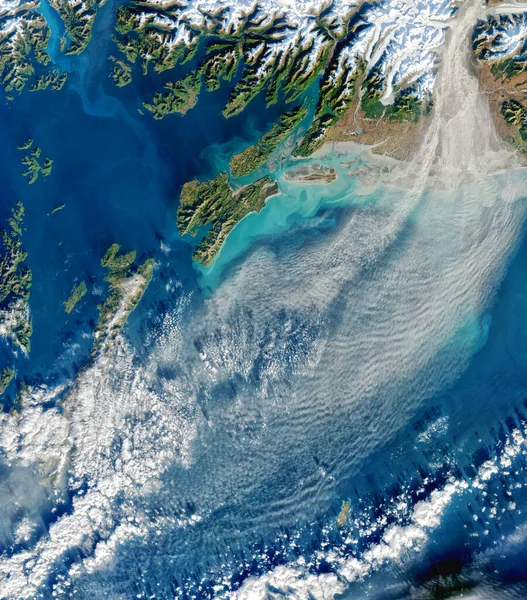 Супутниковий Вид Пилової Бурі Долині Річки Коппер Затоці Аласка Елементи — стокове фото
