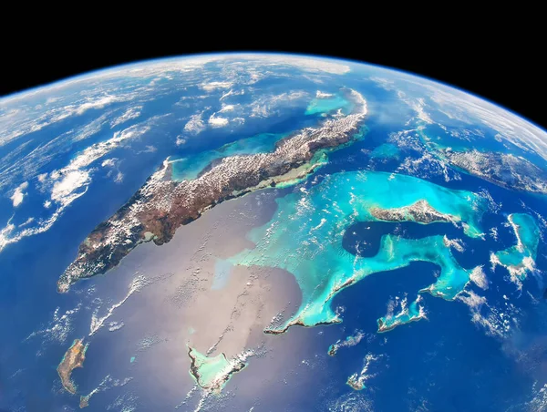 Vista Cuba Bahamas Sul Flórida Caribe Partir Espaço Elementos Desta Imagens De Bancos De Imagens