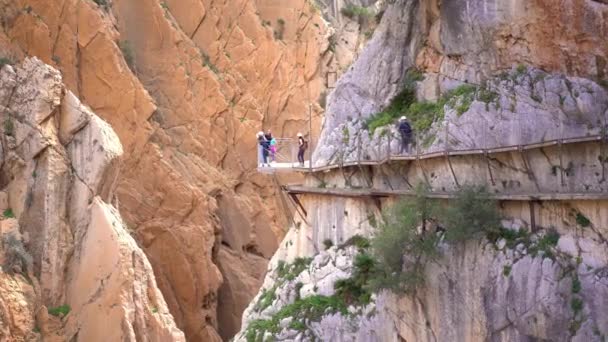 Blick Auf Die Felsigen Berge Und Touristen — Stockvideo