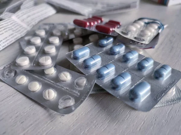 Medicinen Utspridd Förpackningar Med Tabletter — Stockfoto