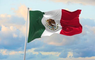Rüzgarda dalgalanan büyük Meksika bayrağı
