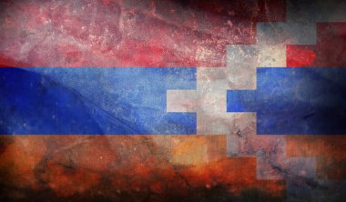 Dağlık Karabağ Cumhuriyeti 'nin grunge desenli retro bayrağı