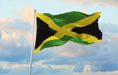 Rüzgarda dalgalanan Jamaika bayrağı
