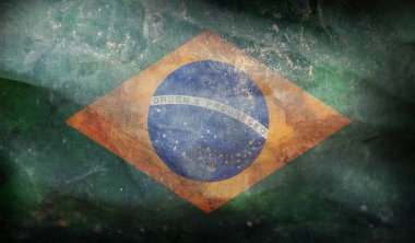 Brezilya 'nın grunge desenli retro bayrağı