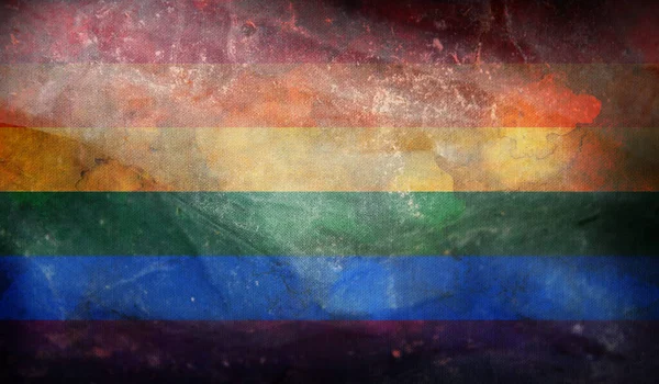 Bandeira Retro Lgbt Com Textura Grunge — Fotografia de Stock