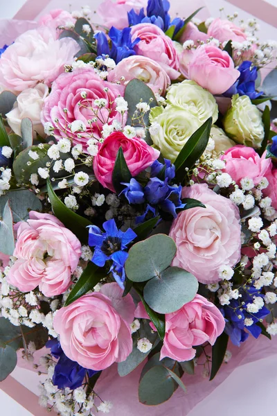 Bouquet Mariage Isolé Sur Blanc Bouquet Frais Luxuriant Fleurs Colorées — Photo