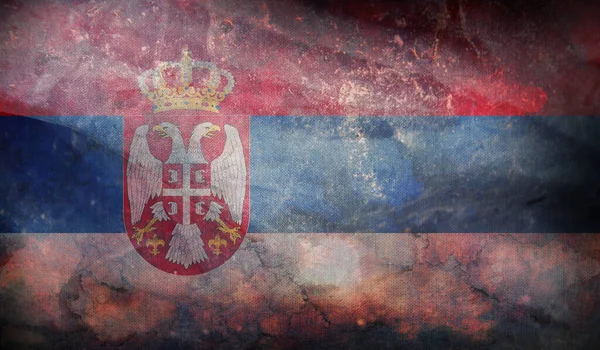 Retro Vlajka Srbska Grunge Texturou — Stock fotografie