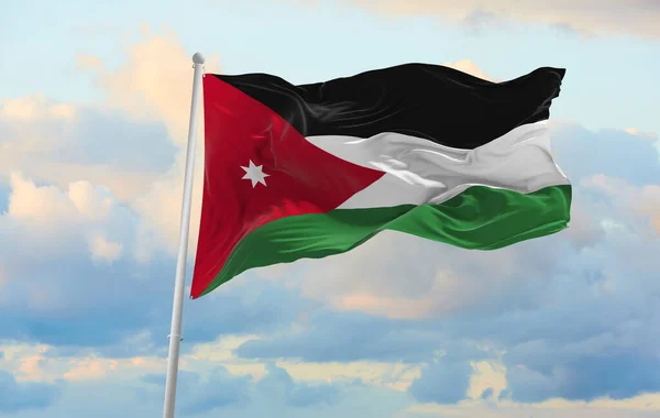 Large Jordan Flag Waving Wind — Stock Photo, Image