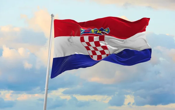 Large Croatia Flag Waving Wind — Stock Photo, Image