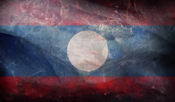 Bandera Retro Laos Con Textura Grunge — Foto de Stock