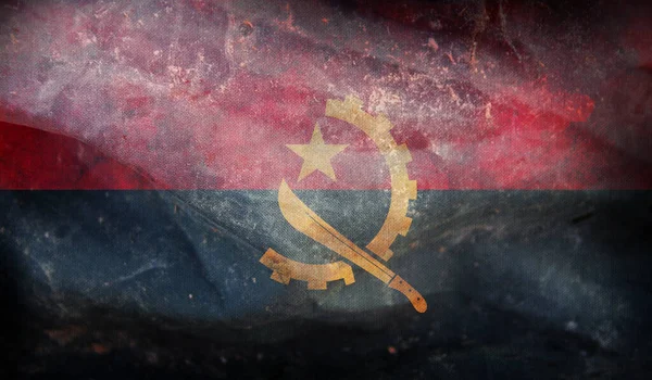 Retro Vlag Van Angola Met Grunge Textuur — Stockfoto