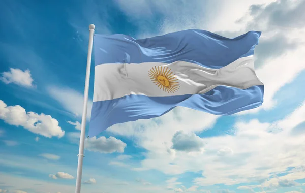 Large Flag Argentina Waving Wind — Stock Photo, Image